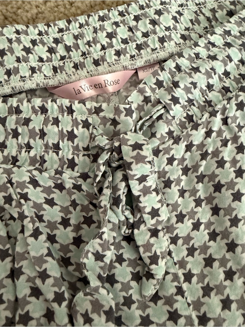 La Vie En Rose Mint Green Star Lounge Pants